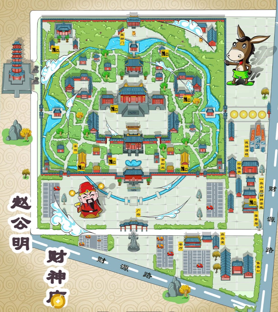宜州寺庙类手绘地图